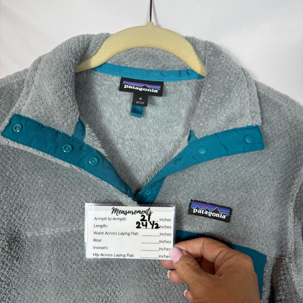 Patagonia Women’s Retool Snap-T Fleece Pullover Gray & Teal. Size Medium. NWOT - Picture 12 of 16